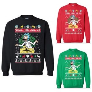 XXL Wubba Lubba Dub Riggity Wrecked Christmas Sweater
